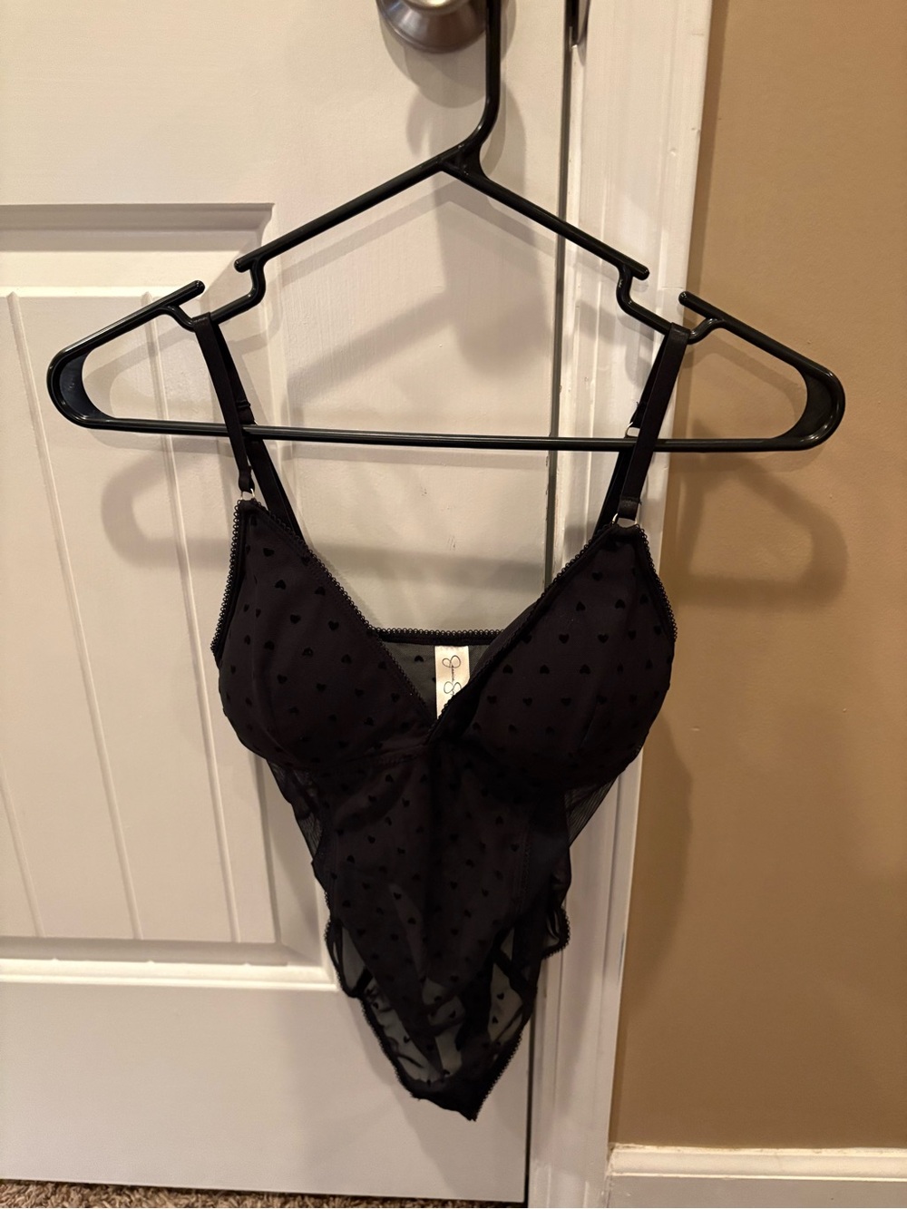 Sheer Black Heart-Pattern Bodysuit - Women Intimates